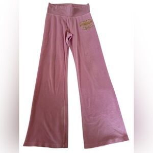 Y2K Victoria's Secret Pink Velour Flare Pants Baby Pink '86 Tour' XS